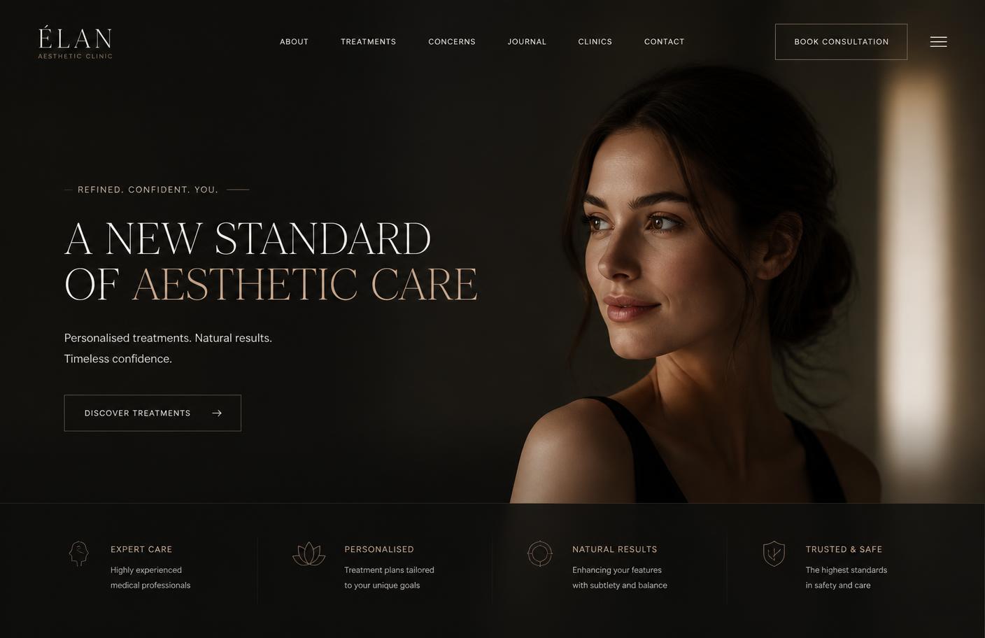 Conceito de site — Experiência para Clínica